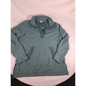 Vtg Womens LL Bean Pullover Sweater Long Sleeve Shirt Green Front Pocket XS